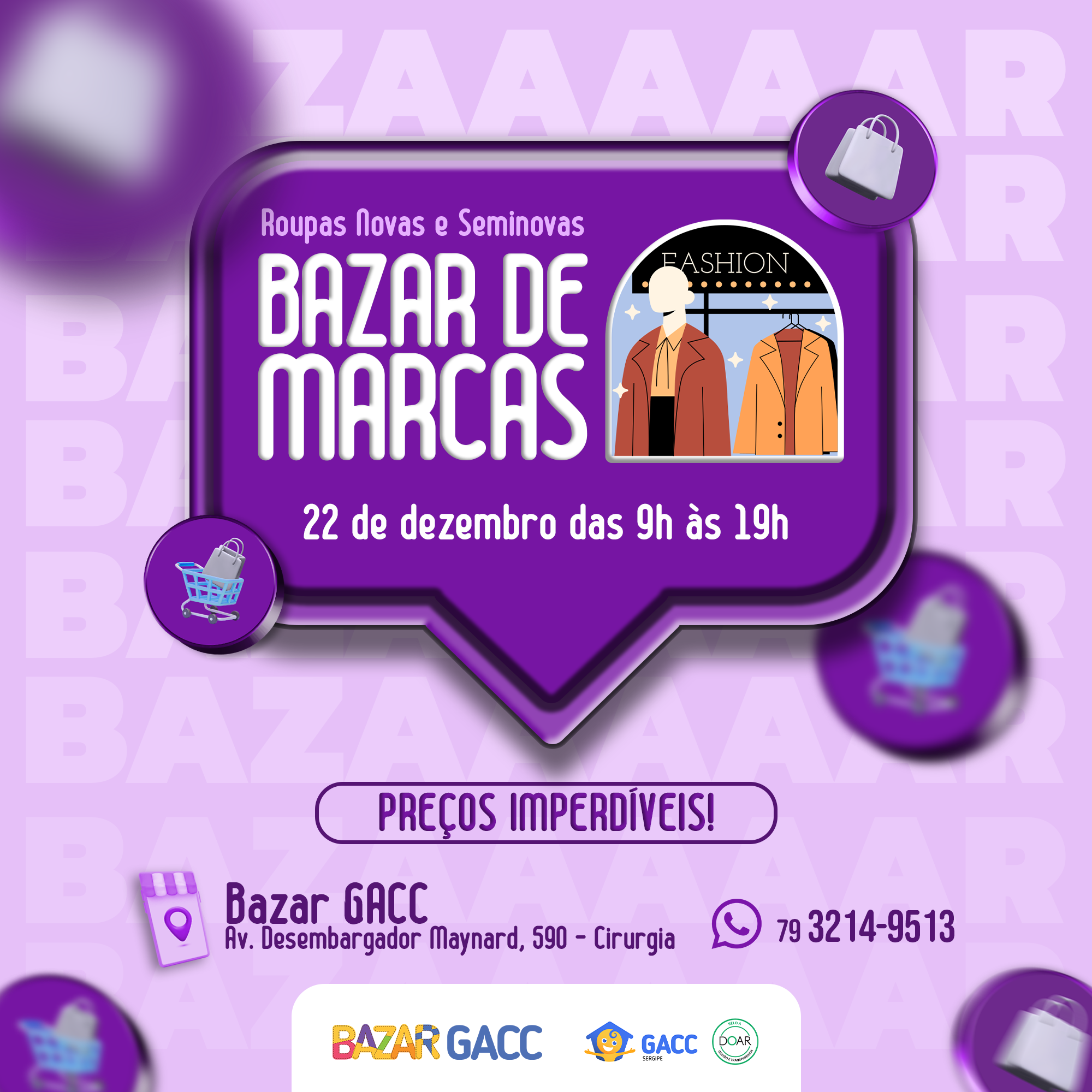 Bazar de Marcas: Compre e ajude o GACC/SE
